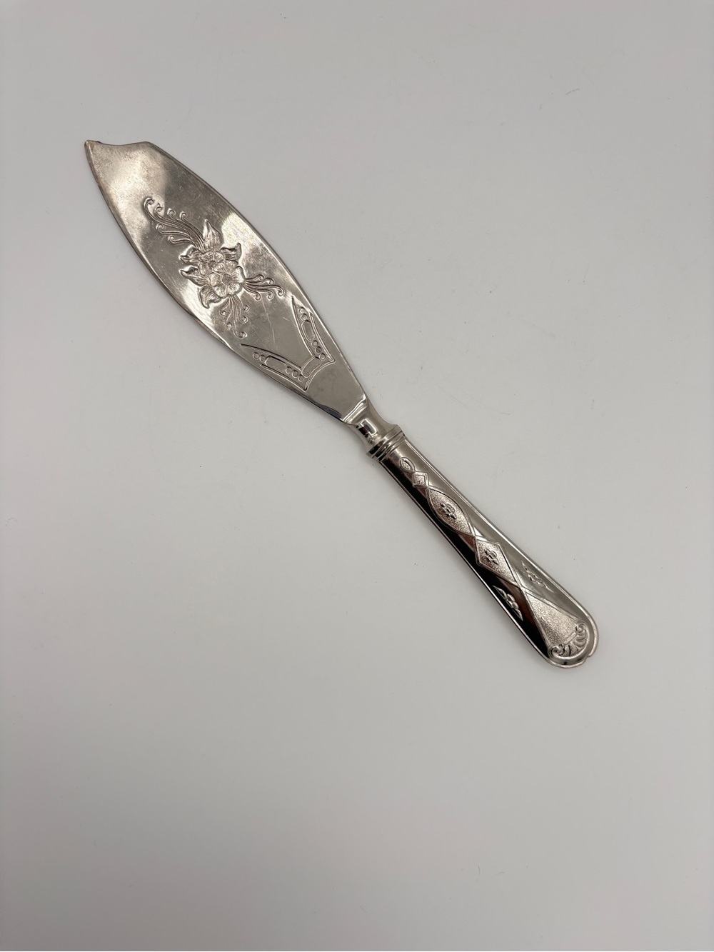 Vintage Italian La S Marco Silver Plated Pie Cake Server Floral ARG 1000 10"